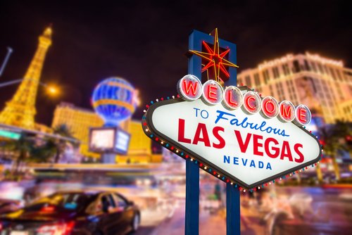 Las Vegas city sign, car rental by easyCar